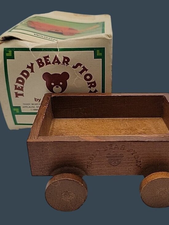 Applause Other - Vintage 1980s Teddy Bear Story Wooden Wagon w/ Original Box #19078 1:12 Scale